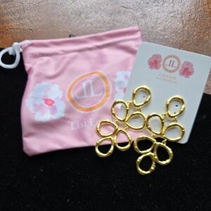 Lisi Lerch Gold Plated Bambo Styled Chandelier Statement Earrings